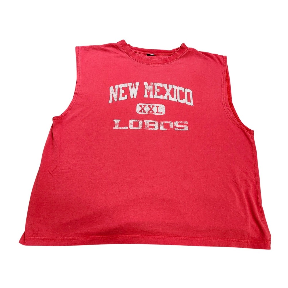 NEW MEXICO LOBOS MENS XXL RED NCAA SLEEVELESS MUSCLE TEE STARTER EUC